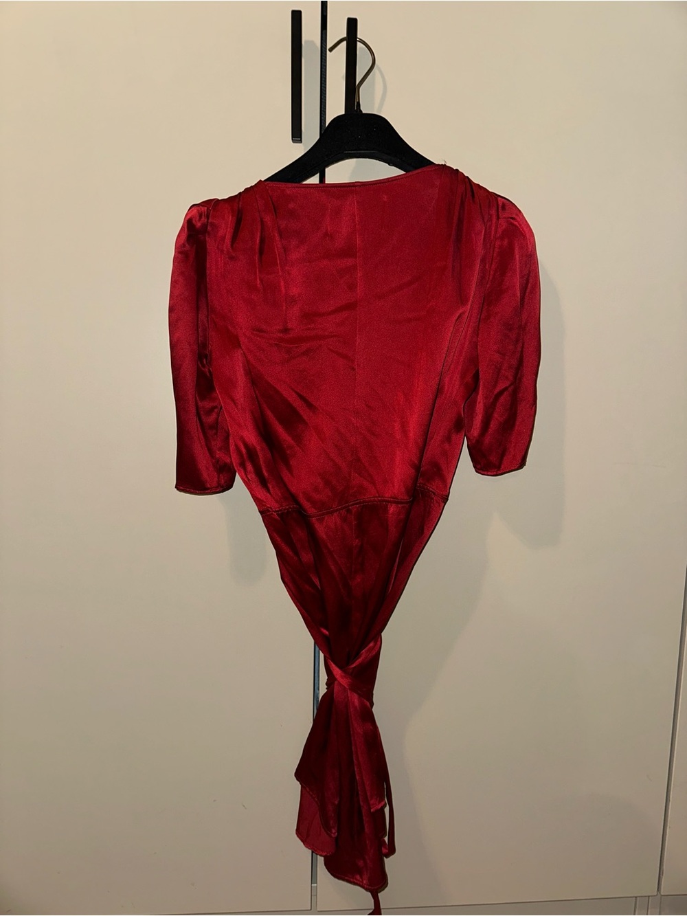 Reformation Harlow Silk Wrap Mini Dress in Deep Red Size Small - Picture 4 of 5